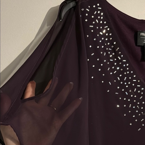 Frank Lyman Design Purple Sheath Dress with Flutter Sleeves - Picture 4 of 7